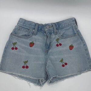 Old Navy Light Blue Denim Shorts with Fruit Embroidery